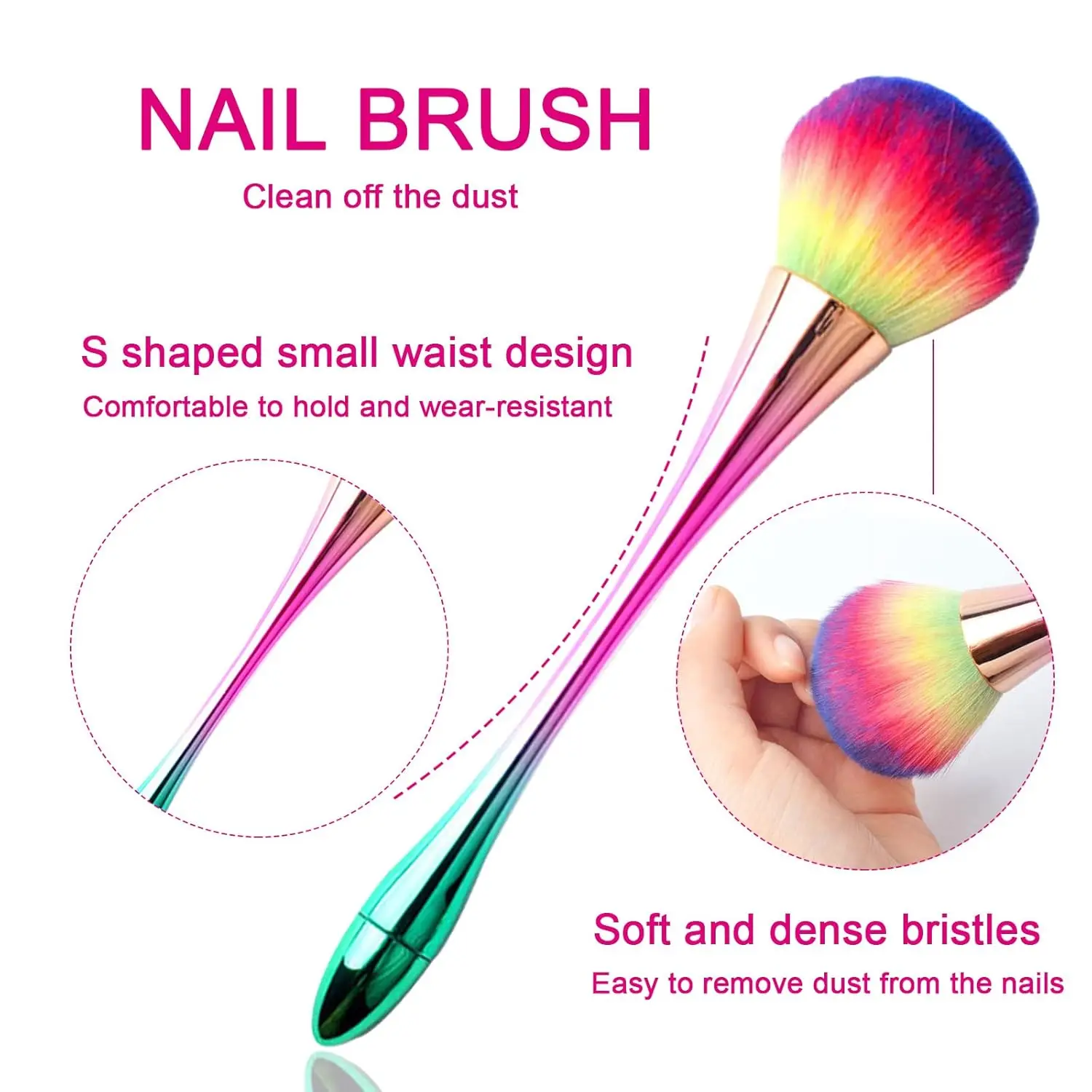 nail art Glitter Powder Recycling Box Dip Powder Storage with soft dust brush 7 Sided Nail File  Cuticle Pusher namicure tools
