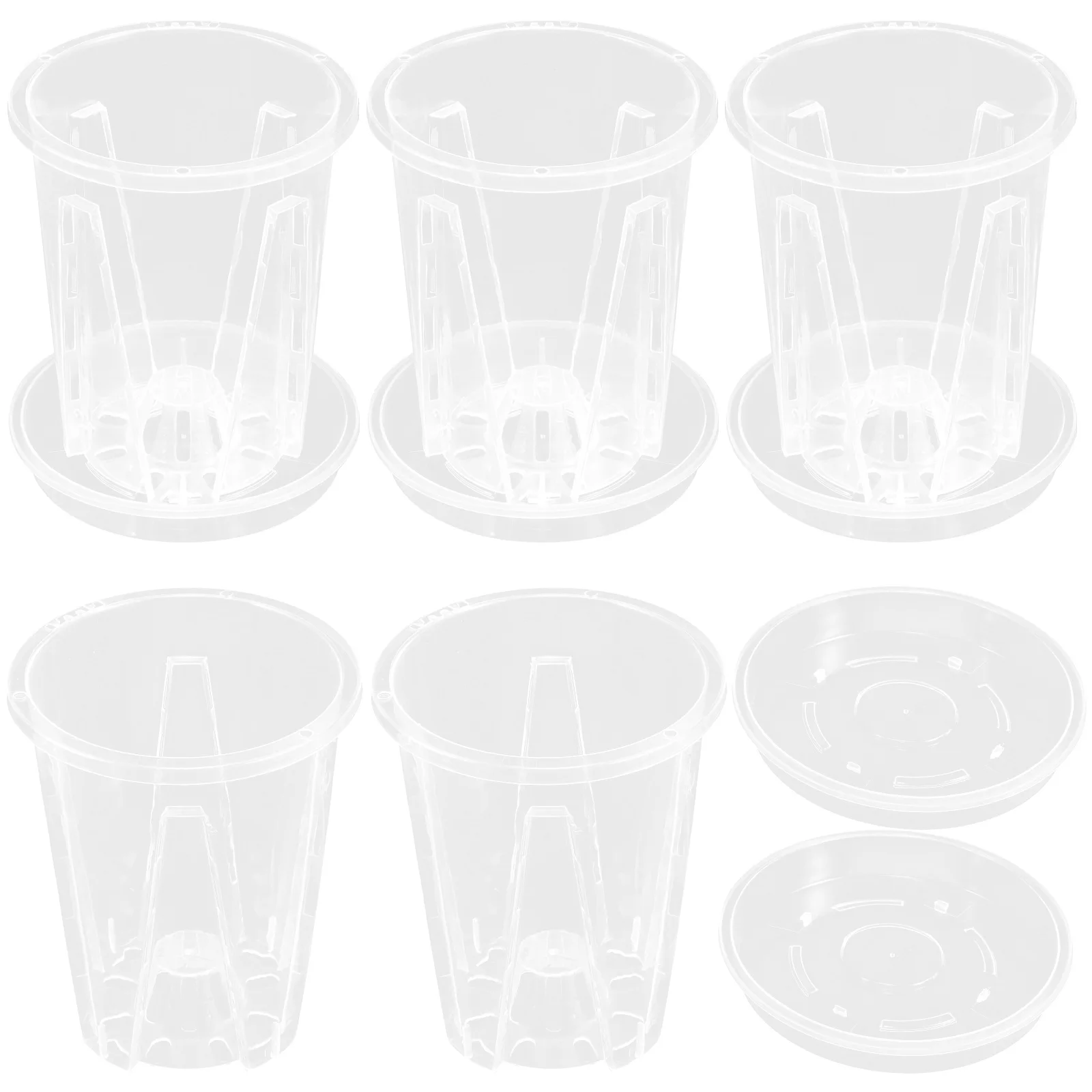 

5 set 5 Sets Breathable Root Control Pots Clear Plastic Orchid with Drainage Holes Flower Pot Trays for Indoor Plants