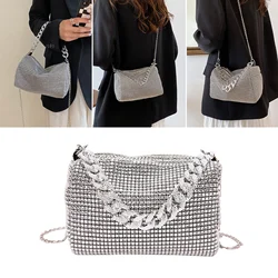 Bolsos de mano elegantes con diamantes de imitación para mujer, bolsos de noche, bolsos de mano de moda brillantes, monederos de boda para fiesta de cena, bolso de hombro debajo de las axilas, 1Pc