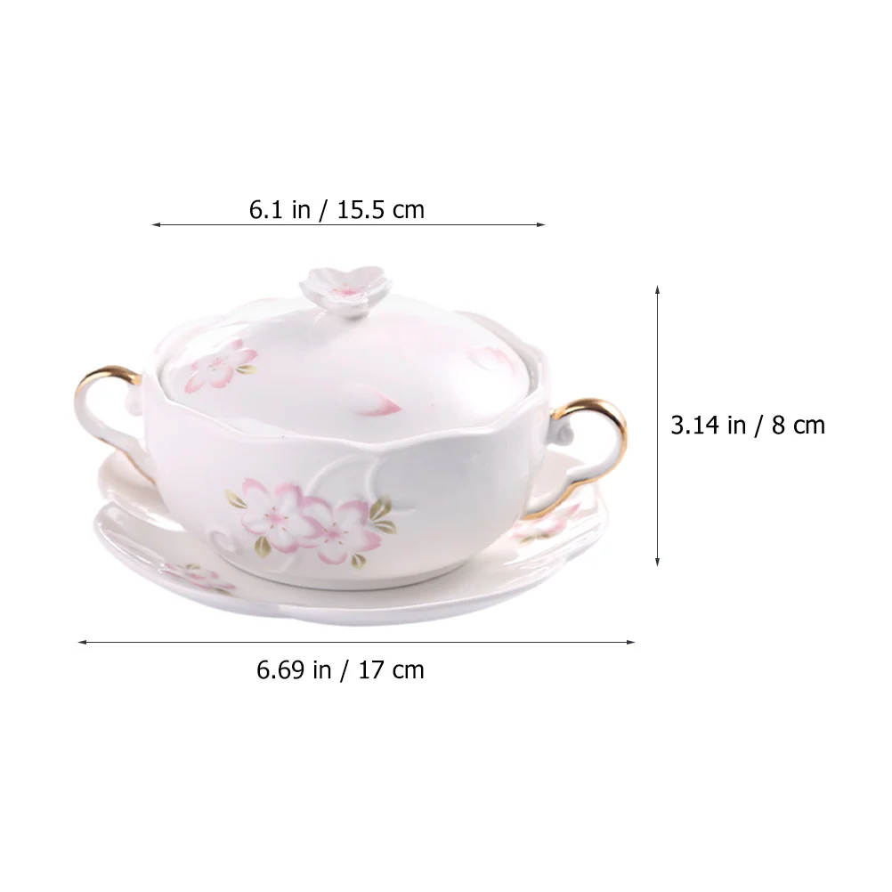 

1Set Embossed Double Handle Soup Bowl Thickened Deep Multi-Use Baking Stew Egg Steamed Food Serving Bowl Stew Pot