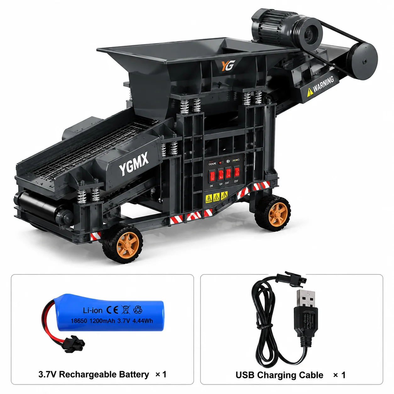 Neue 1/50 YG180 RC Sandsiebmaschine mit Doppelgeschwindigkeitsbetrieb, Lichtern, Soundeffekten, simuliertes Ferngesteuertes LKW-Modell Spielzeug