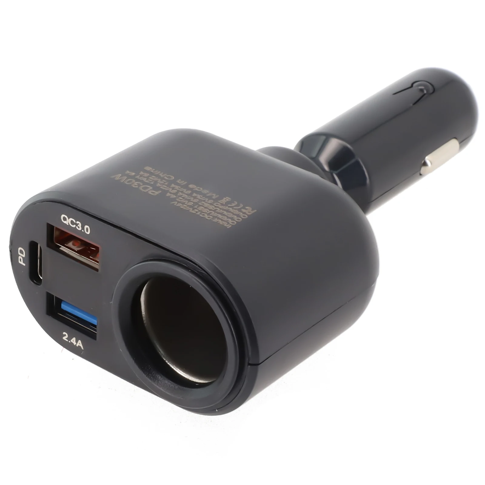 

Socket Splitter Car Charger PD Phone Charger 1 Pc Accessory Fast Charging 2.4A 3-USB Port 360 ° ABS Auto Parts