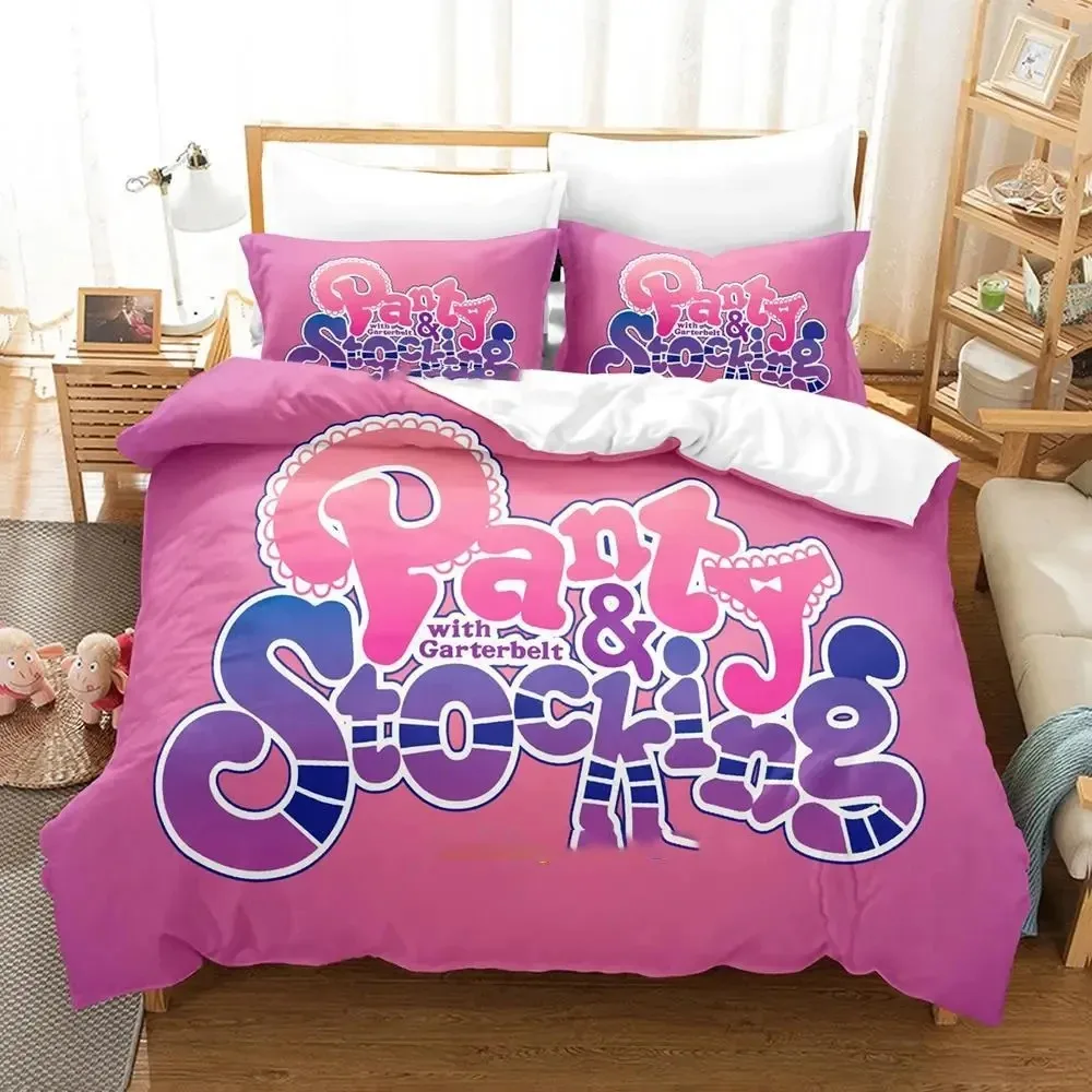 Anime Panty Stocking  Bedding Set Duvet Cover Bed Set Quilt Cover Pillowcase Comforter king Queen Size Boys Adult Bedding Set