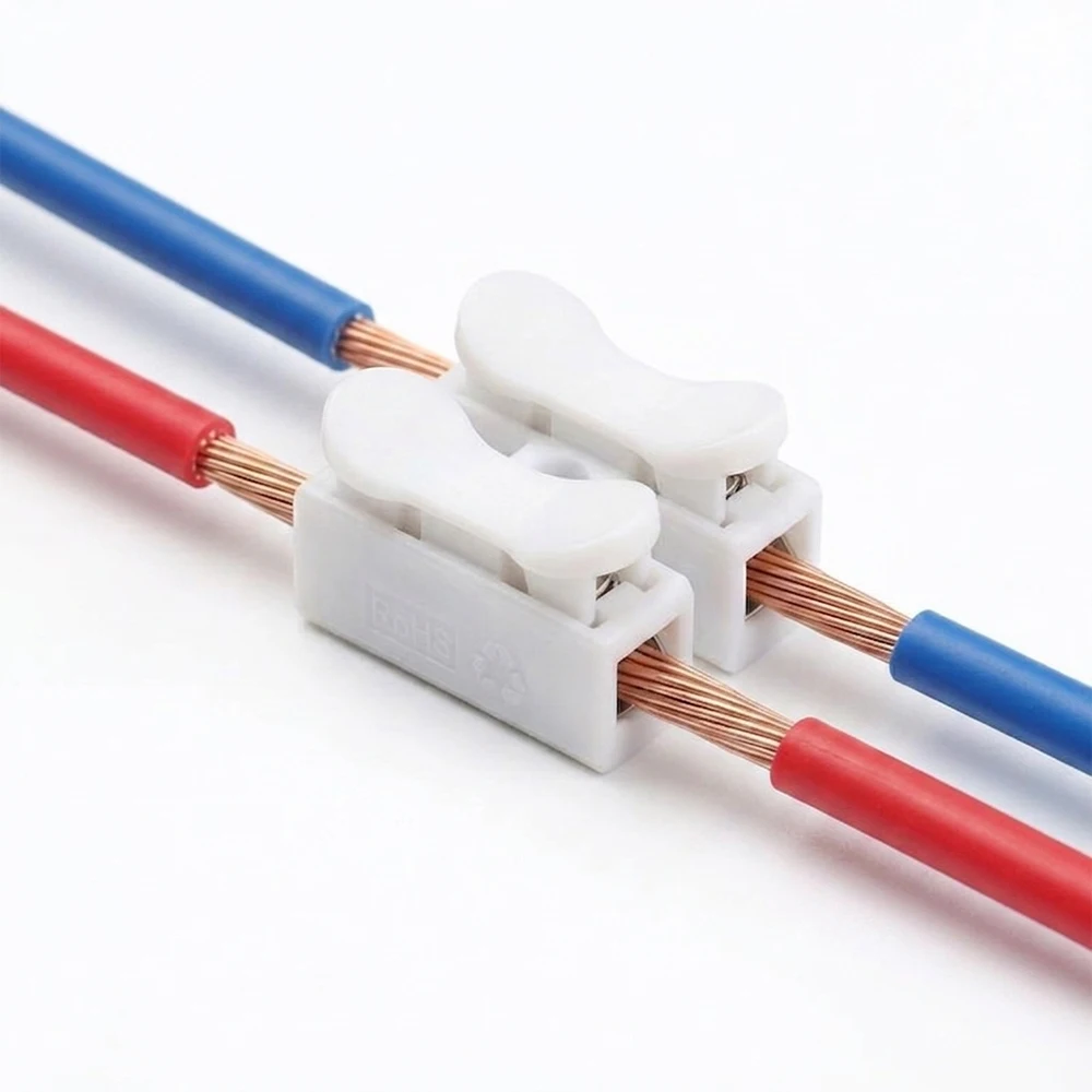 CH-2 Quick Wire Connectors 2-Pin Spring Lever Strips Terminal Blocks Tool-Free Electrical Cable Clamp Splice for LED Strip Light