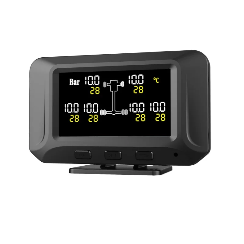 Truck TPMS 6 Wheels simultaneous display Tyre pressure monitoring system Supports 0-18Bar, Internal/external sensors RS232+GPS