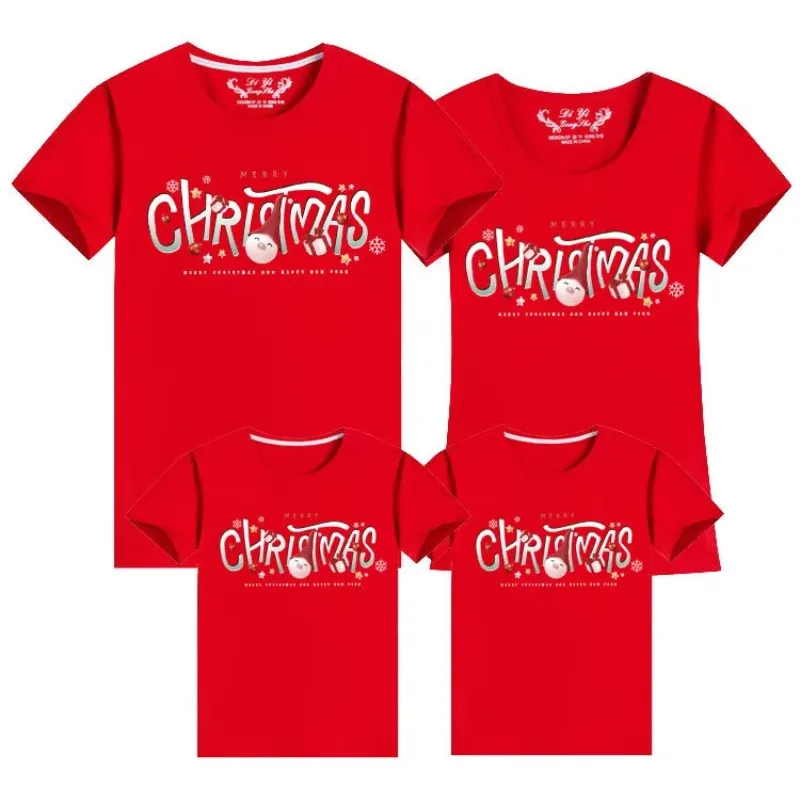 Merry Christmas Print Family Matching Outfits Father Mother Daughter Son T Shirt Baby Cotton Tees Family Look Xmas Gifts Clothes