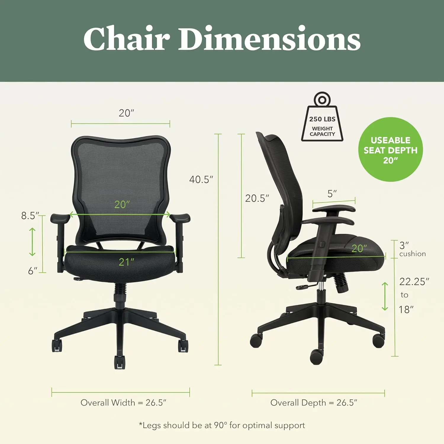 Wave High Back Office Chair Ergonomic Office Chair with Breathable Back Mesh Desk Chair With Wheels and Arms, 360 Swivel