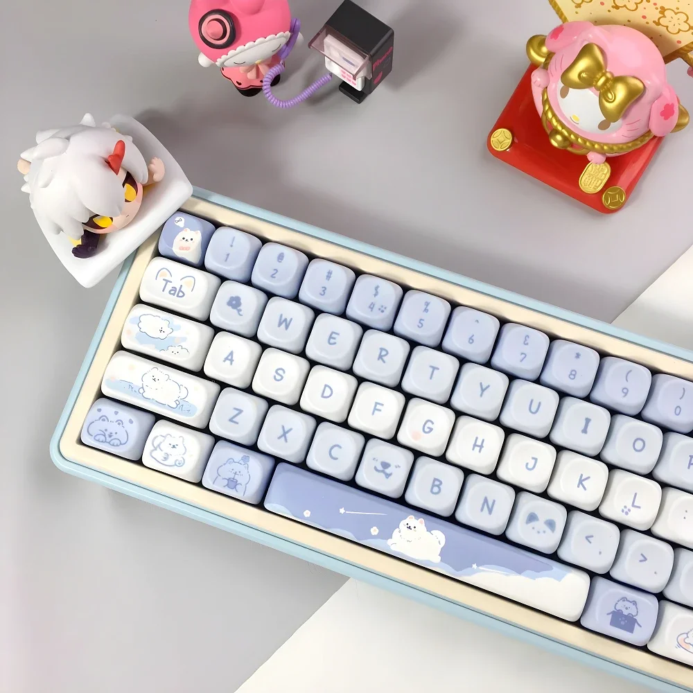 Cute Girls MOA Keycaps PBT Usage Cat Afternoon Tea 95 Keys for 60/84 Mechanical Keyboard MX Switch