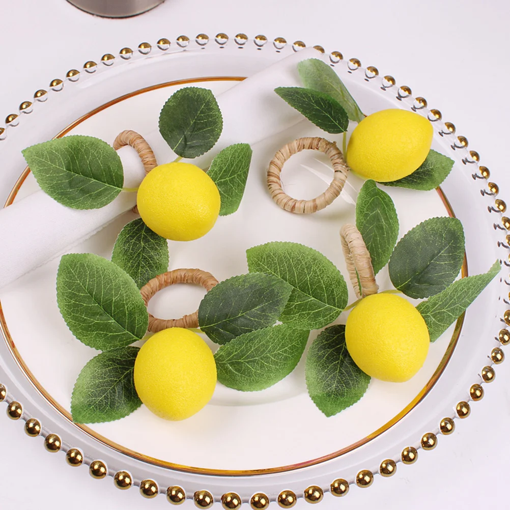 

6Pcs Versatile Lemon Napkin Rings Suitable for All Events Elegant Dining Table Decoration Napkin Rings Serviette Ring