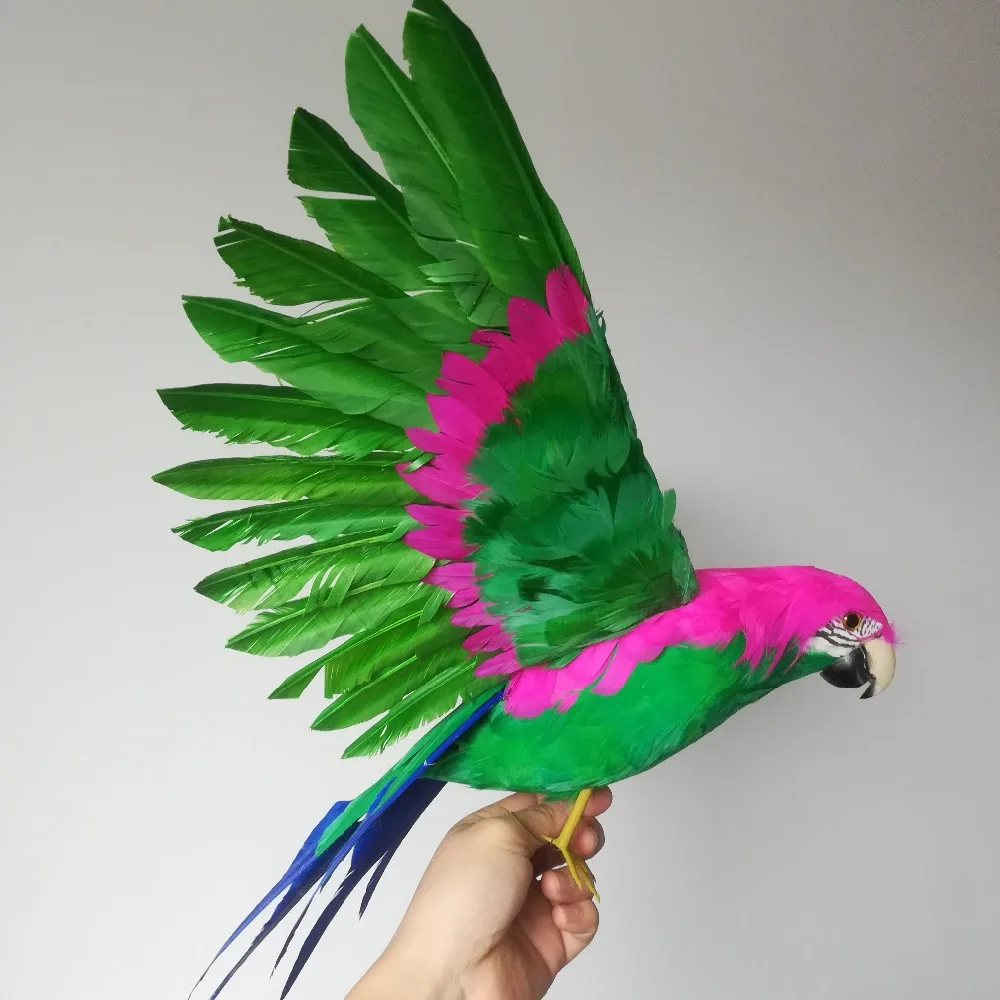 new real life green parrot model foam&feather wings parrot gift about 42x60cm d0185