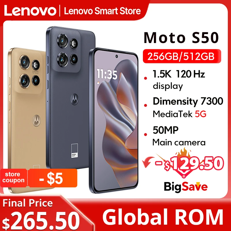 Смартфон Motorola MOTO S50, 5G, оригинальный глобальный ПЗУ, 6,36 дюйма, POLED, 120 Гц, размер экрана 7300, NFC, 12 ГБ, 512 ГБ, 50 МП, камера