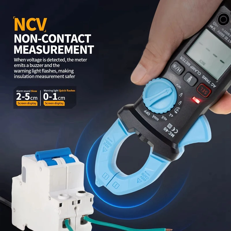 MC-40 Clamp Meter Digital Multimeter AC DC Voltage 600V AC 600A Diode NCV Ohm Test 6000 Counts True RMS Auto Range