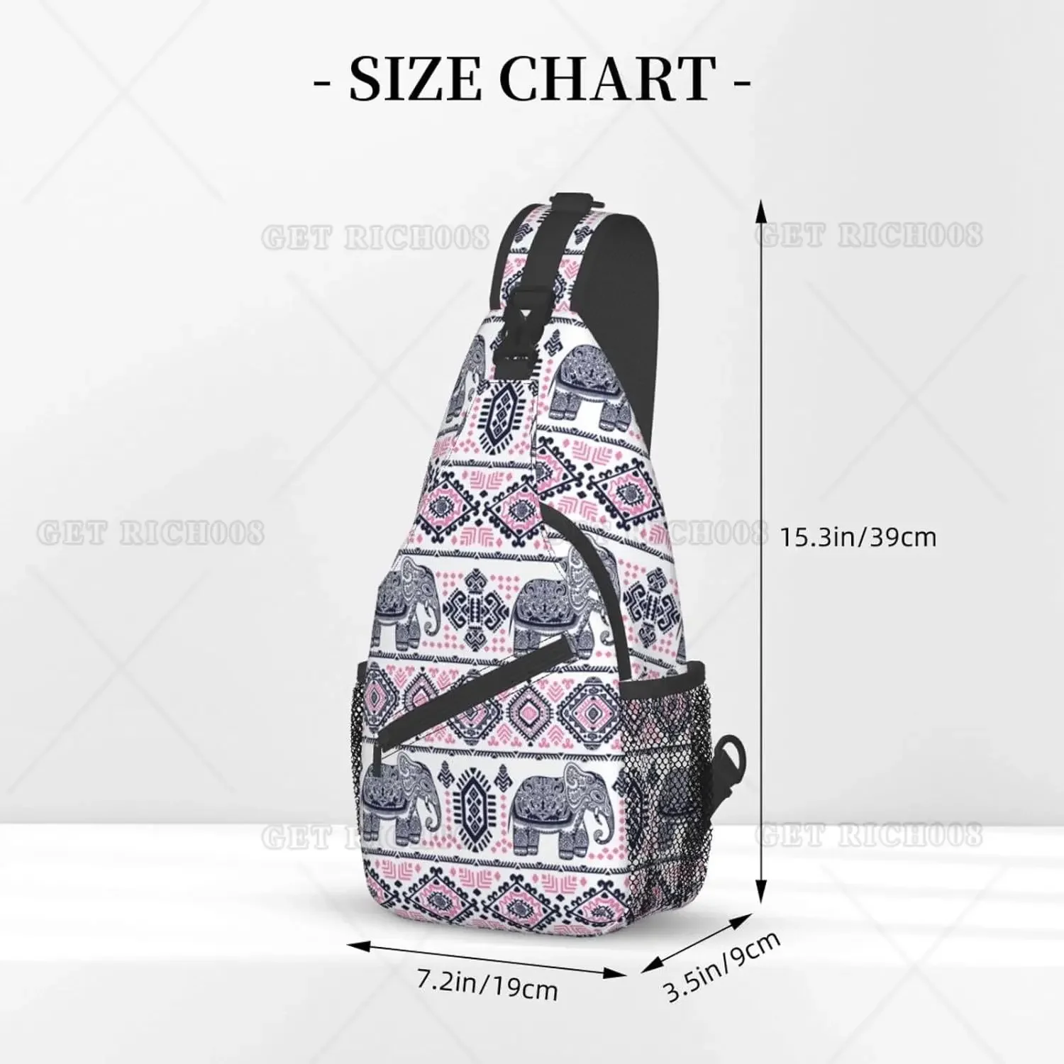 Boho Mandala Elephant Sling Bag for Women Men Travel Hiking Backpack Crossbody Shoulder Chest Bags Casual Daypack Sport