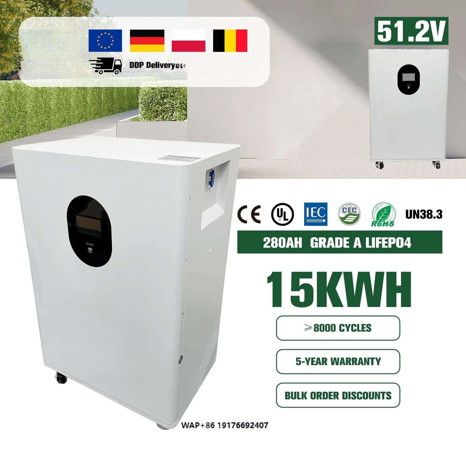 24V 300AH Home Energy Storage Lithium Ion Lifepo4  Floor Standing 100AH 200AH 5Kwh 10Kwh 15Kwh 20Kwh 30KWH