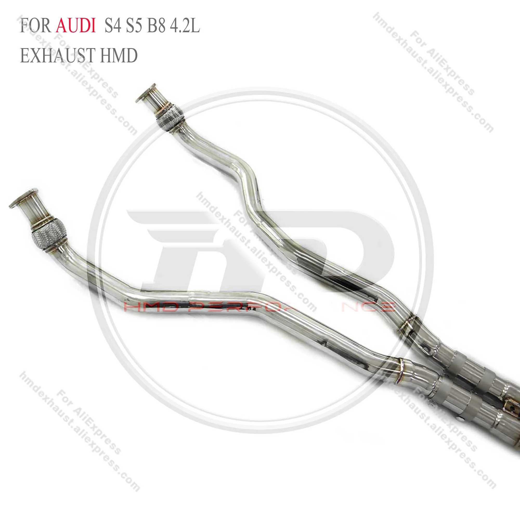 Hmd venda quente sistema de escape de aço inoxidável catback escape para audi s4 s5 b8 4.2l com válvula eletrônica e tubo frontal