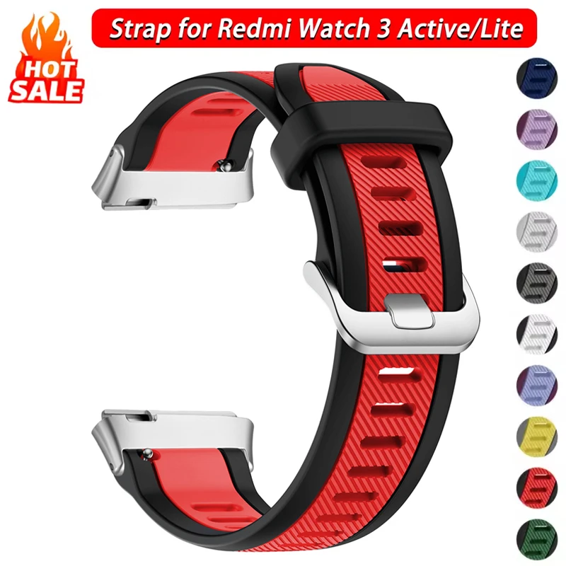Silicone Sport Band for Xiaomi for Redmi Watch 3 Active Patchwork Color Strap for Redmi 3 Lite/Youth Edition Adjustable Bracelet