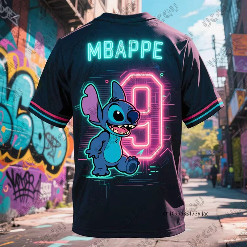 

Summer New Ai Design Stitch & Mbappe #9 Soccer Jersey Men's T-shirt Short Sleeve Sports Breathable Tees Casual Kids/Adult Tops