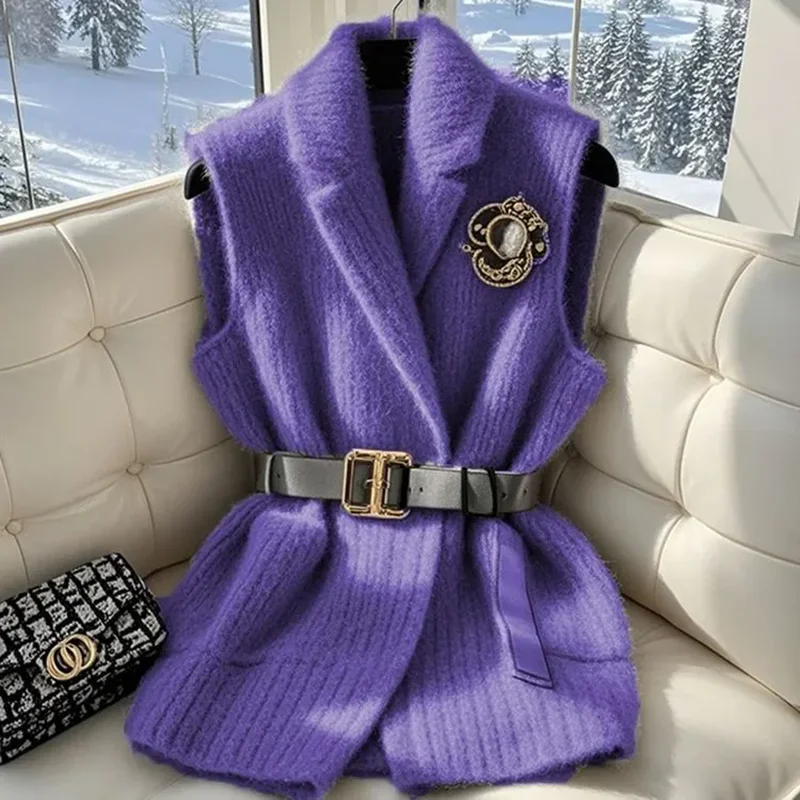 Jesień i zima Nowość 2025 Sweter wyszczuplający talię Kamizelka High Sense Solid Color Sweter Kamizelka Miękki i wygodny Joker Casual Top