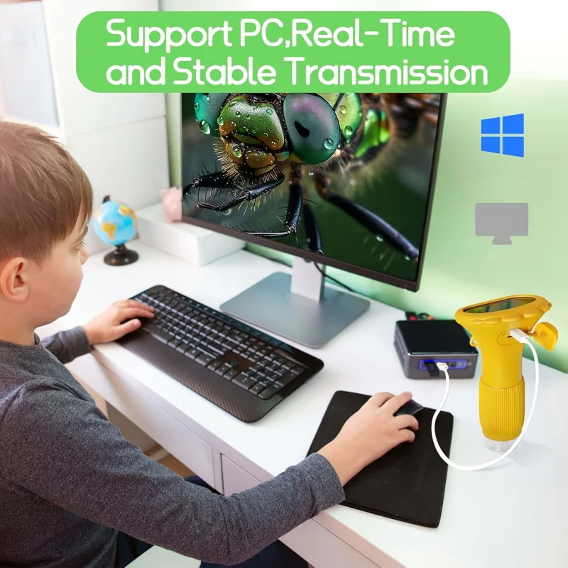 مجهر رقمي جديد للأطفال 2 بوصة شاشة IPS 1000 عدسة مكبرة مجهر جيب عالي الدقة