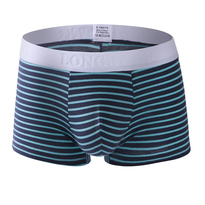 Herren Baumwoll-Boxershorts mit Streifenmuster, Atmungsaktive U-förmige Komfortable Unterwäsche, Jugendliche Modische Unterhosen mit Volumen