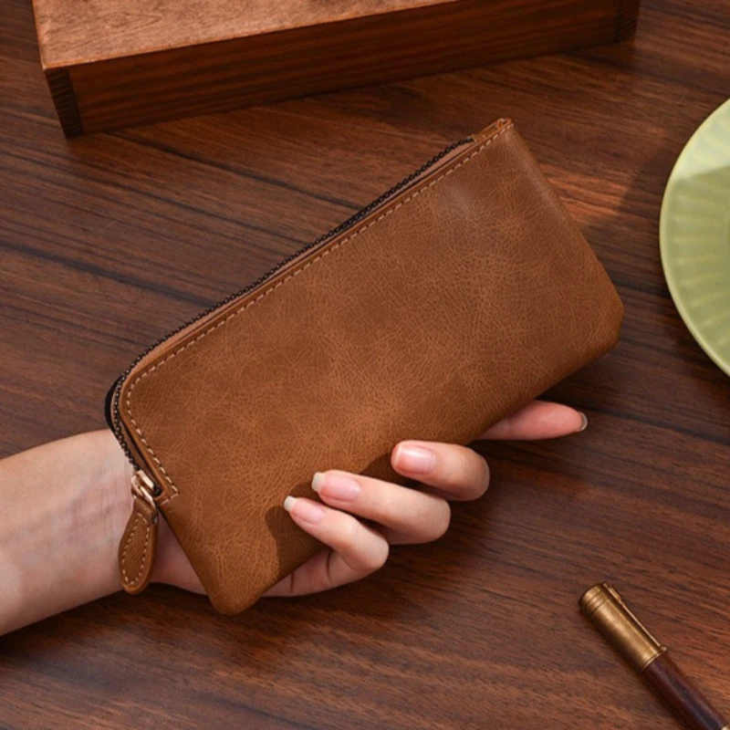 New men's long zipper wallet large capacity multi-card business Leather clutch wallet view 3