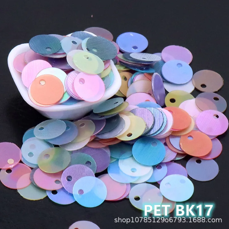 

6/8/10/15mm Edge Hole Round Piece AB Symphony PET Eco-friendly Austrian Bead Piece Dance Clothing Decorative Sequins DIY Jewelry