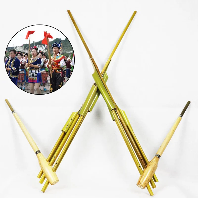 6 Tubes 6 Tones Lusheng Miao Ethnic Traditional Lusheng Medium/Large Handmade Wind Instruments Decoration Sheng for Beginners