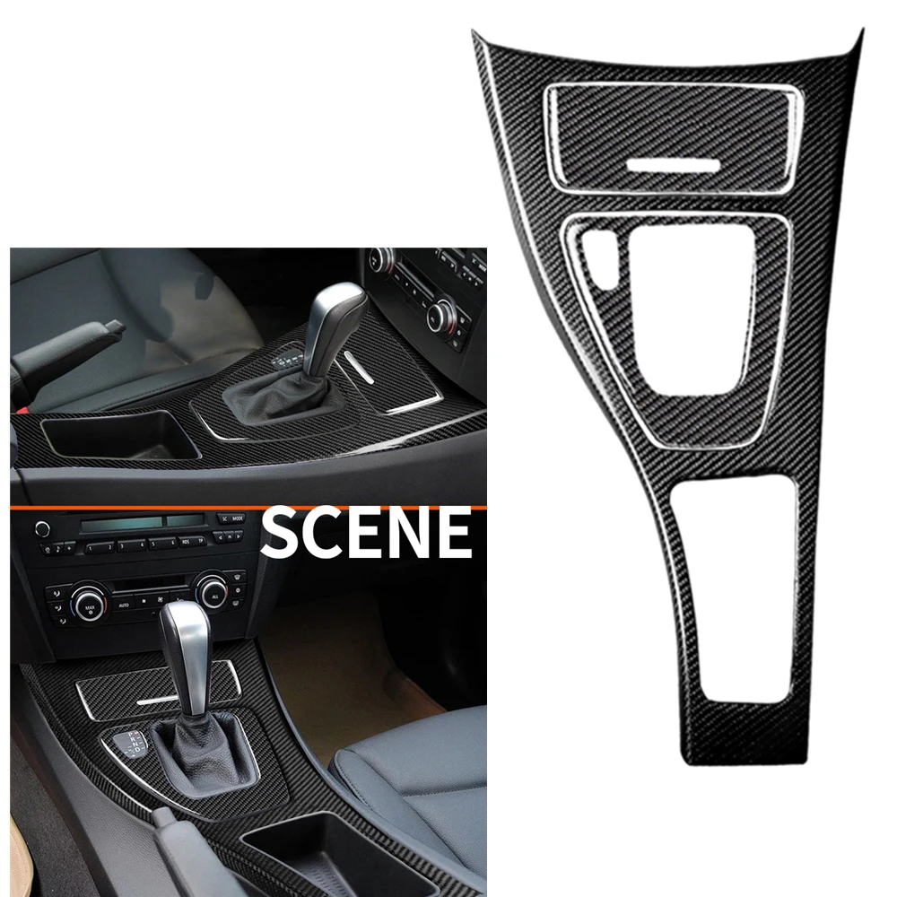 For BMW 3 Series E90 E92 E93 2005-2012 Interior Carbon Fiber Gear Shift Box Frame & Cigarette Ash Tray Panel Cover Sticker Trim