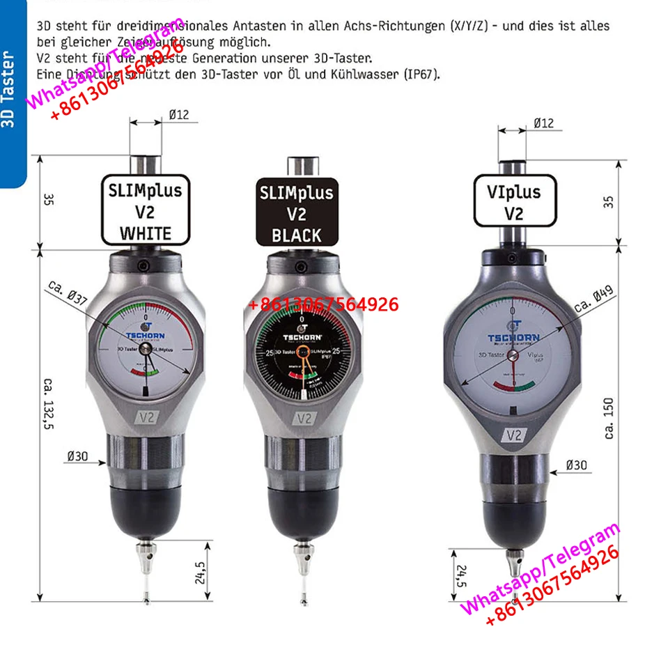 3D universal edge finder German Original TSCHORN waterproof mechanical edge finder 001V2D012 with ceramic probe