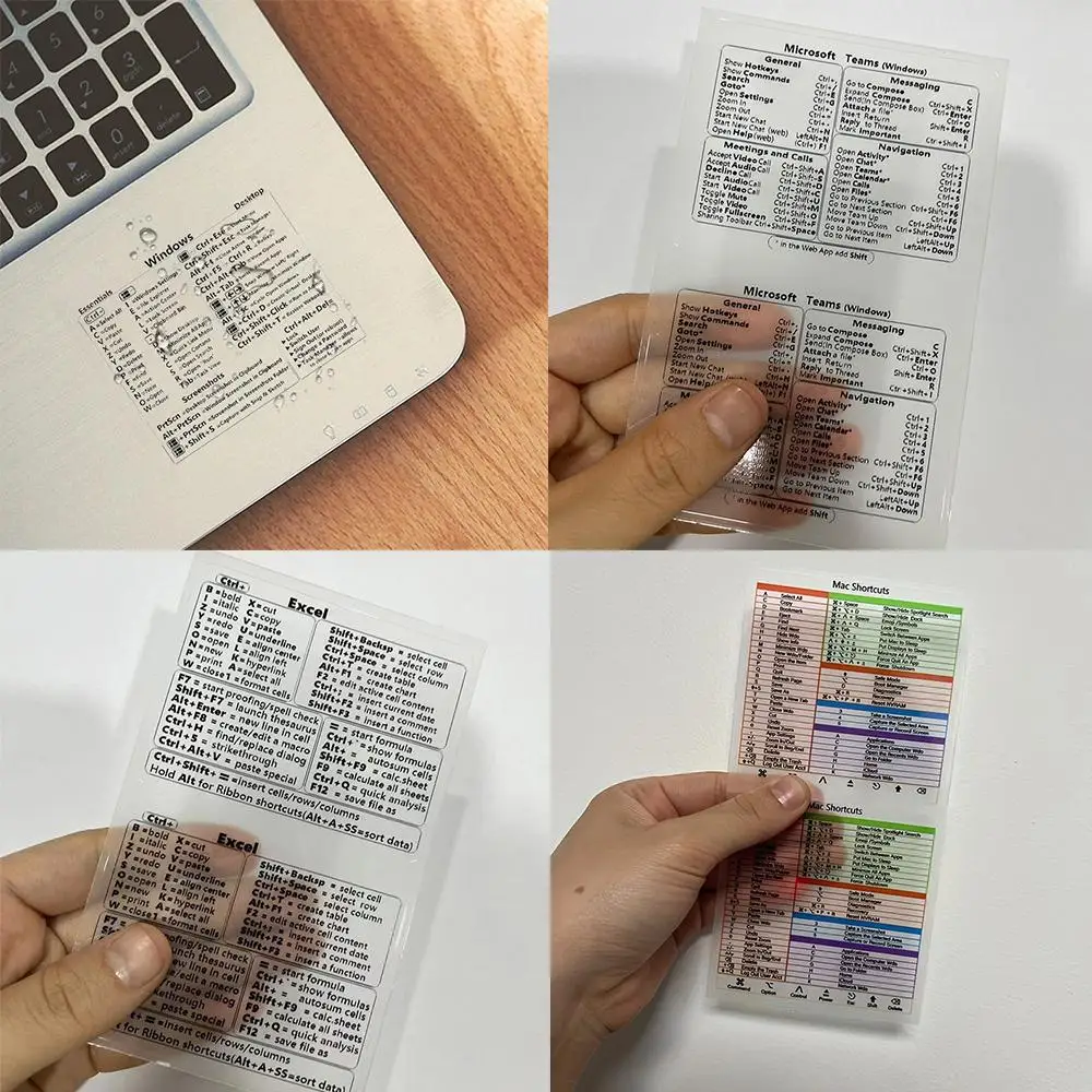 2Pcs Keyboard Shortcut Sticker For Mac OS Transparent Adhesive Laptop PC Reference Keyboard Shortcut Sticker For MacBook Air Pro