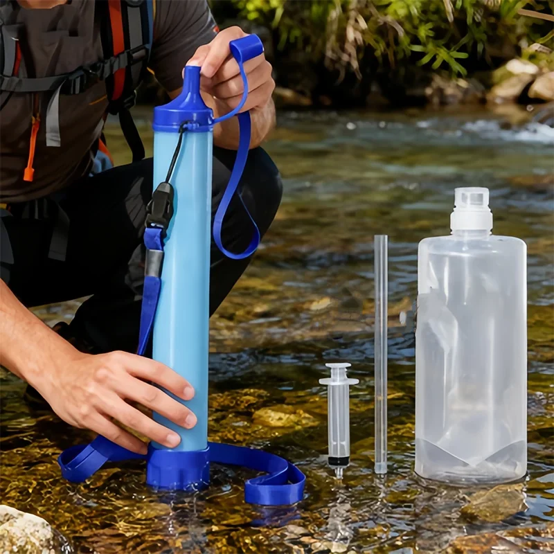 Camping Water Filter Straw Portable Emergency Water Purification Tool Survival Gear for Hiking Backpacking Outdoor Activities