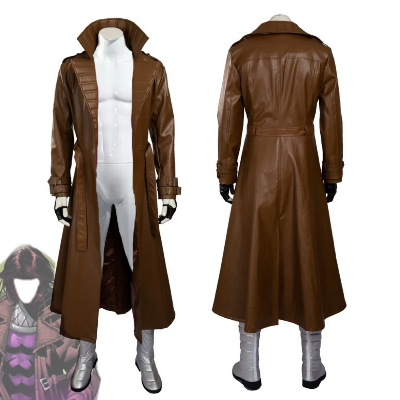 Disfraz Gambit Cosplay Costume Leather Trench Coat Halloween Carnival Party Clothing