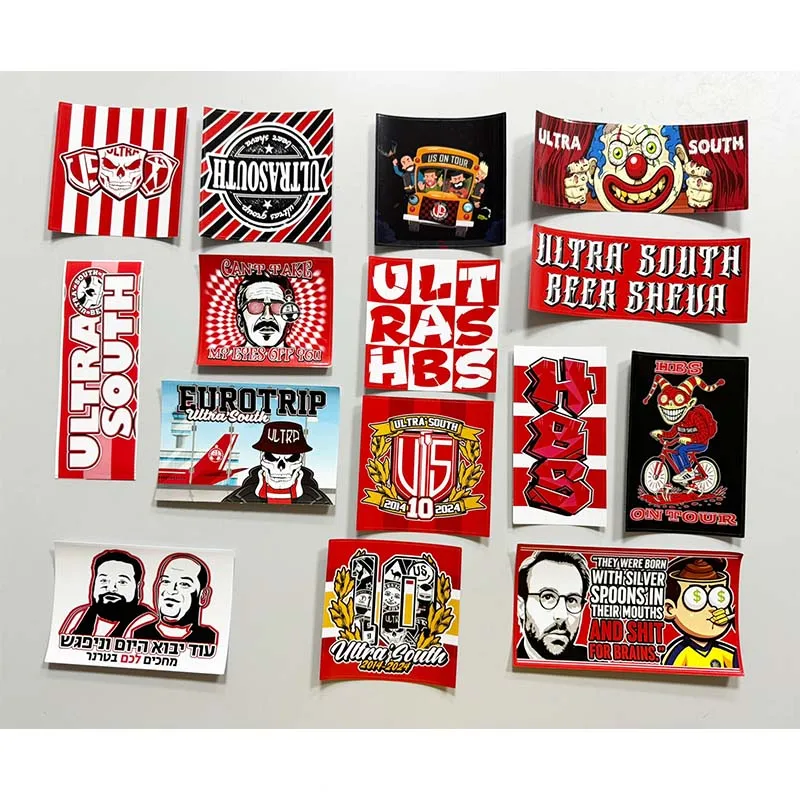 15 types Hapoel Beer Sheva FC Ultra' South On Tour HBS Stickers for Car Bag Cup Wall Fridge Group 6