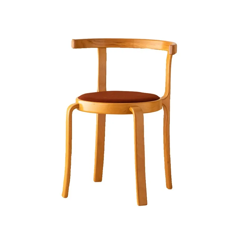 

Nordic household stackable dining chair Small apartment backrest dining table and chair Medieval designer solid wood dining chai