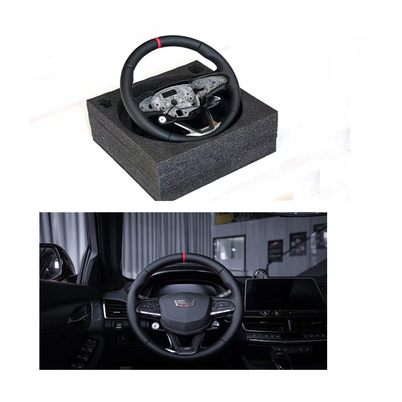 1:1 Loading Real Leather Carbon Fiber Steering Wheel For Cadillac CT5 Upgrade CT5-V Blackwing Steering Wheel