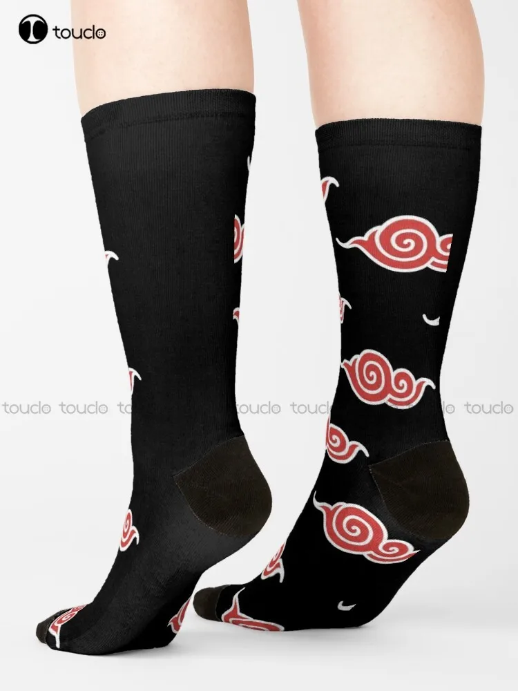 Red Cloud Japanese Pattern Anime Socks Womens Socks Crew Unisex Adult Teen Youth Socks 360° Digital Print Gd Hip Hop Gift Retro