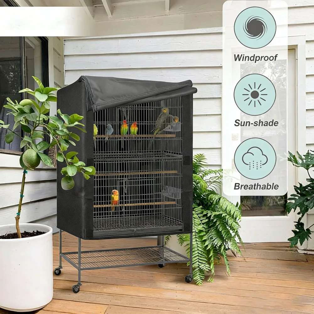 Oxford Cloth Bird Cage Cover - Light-Blocking, Ventilated, Waterproof & Dustproof, Night Pet Bird Cage Protective Cover