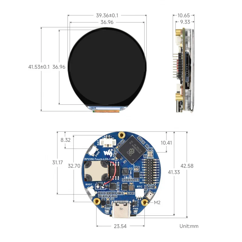 

SKU-32868 Waveshare RP2350 1.46inch Capacitive Touch Round Display Development Board, 480×480 IPS Panel Display, 65K Color