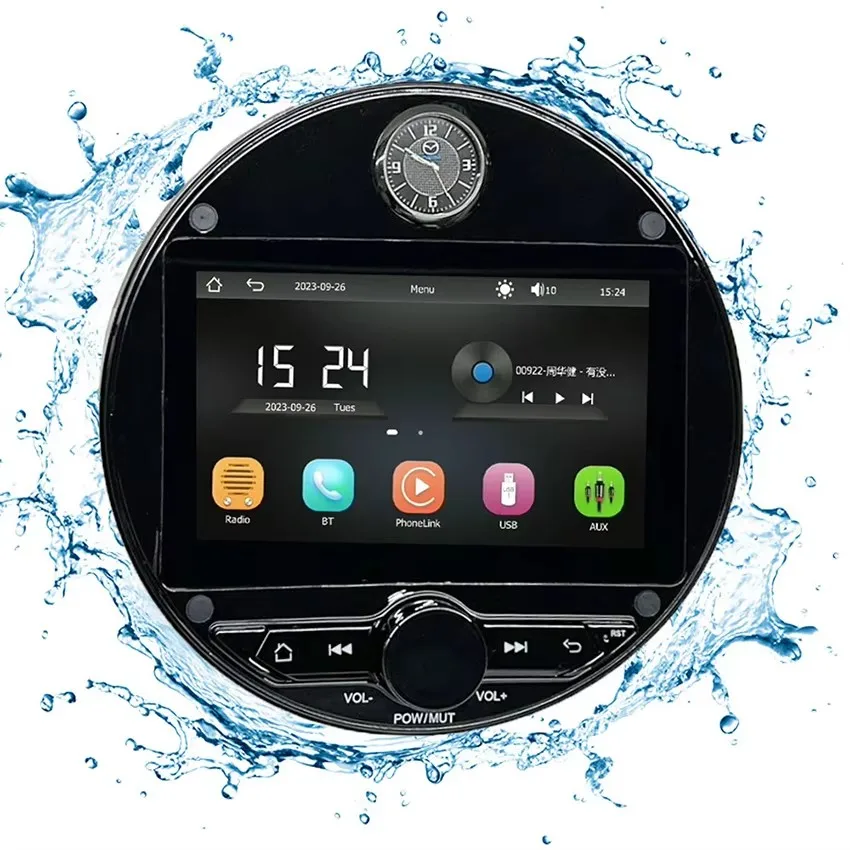 7Inch Outdoor Marine Multimedia Player Wireless IPX5 Waterproof Bluetooth Boat Stereo  Android Auto With FM Radio