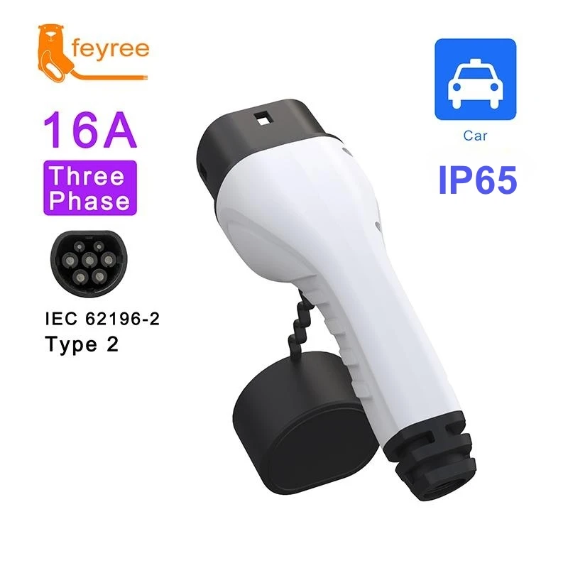 Enchufe de cargador EV Tipo 2 hembra para coche eléctrico, adaptador IEC 62196, 2, 16A, 32A, 1 fase, 3 fases, estación de carga de vehículo