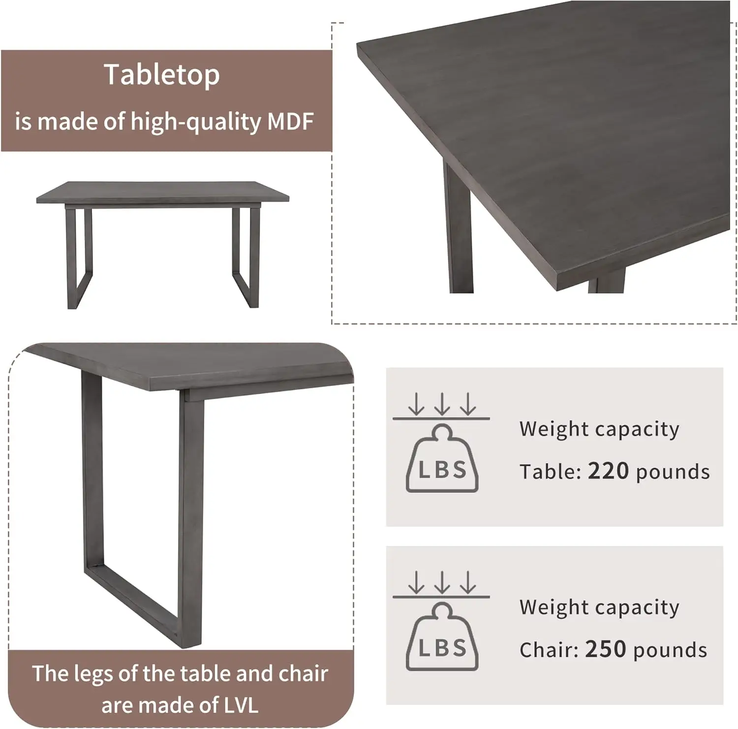 6 Piece Dining Table Set, Kitchen Table Set With Rectangular Table And 4 High Back Upholstered Dining Chairs And Tufted Bench,