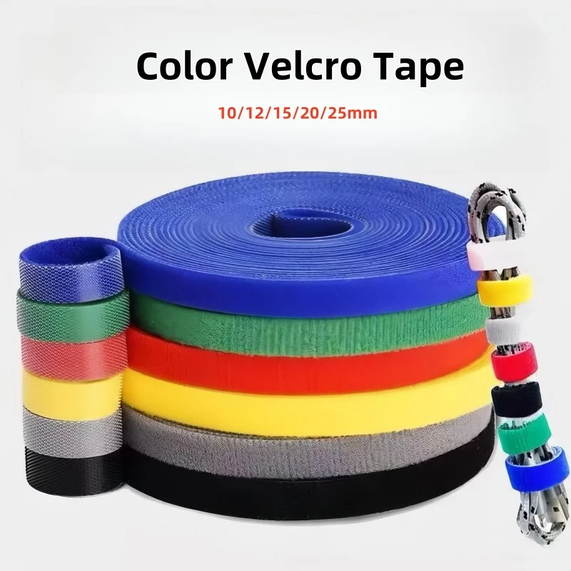 

1/5M Cable Ties Reusable Adhesive Hook Loop Bundle Fastener Nylon Strap Organizer Self Clip Holder Management Straps Wire Tie