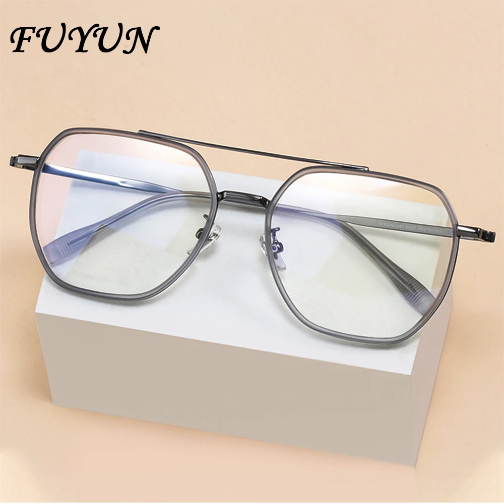 

Retro Pure Titanium Polygonal Anti Blue Light Glasses New TR90 Unisex Flat Light Mirror Brand Double Beam Literature Mirror Fram