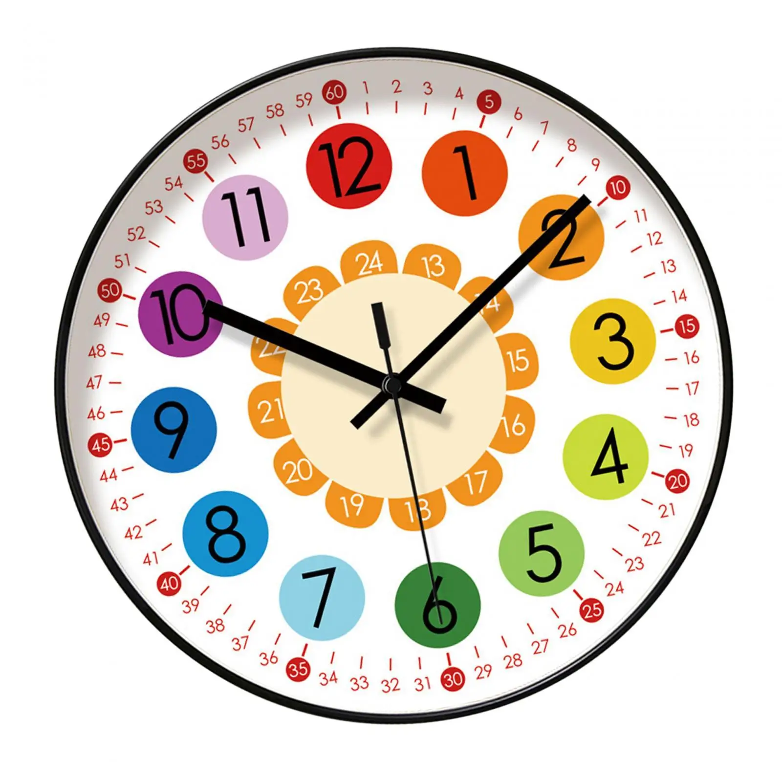 Kids Wall Clock Modern Early Education Silent Telling Time Teaching Clock for