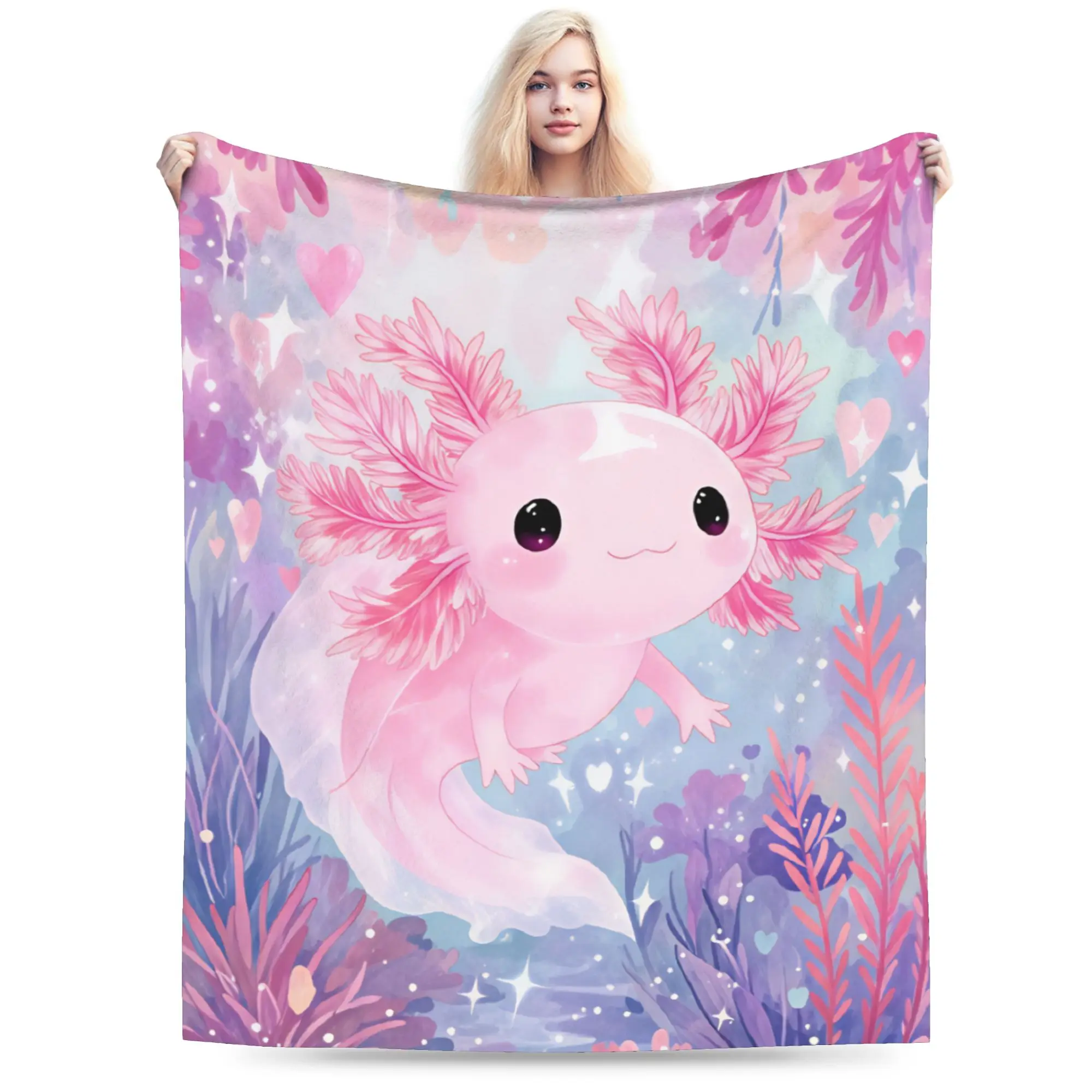 Warm Soft Blanket Children Decorative Cute Axolotl  Bedding Throws  Flannel  For Couch Chair Sofa Bed Funny Sofa Bed Cover