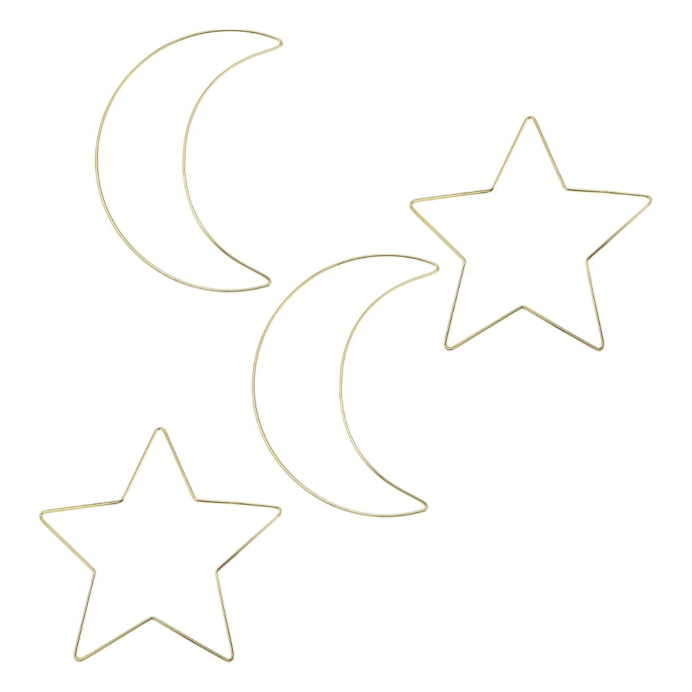 

4Pcs Dreamcatcher Iron Rings Star Moon Shape DIY Metal Hoops Circles for Craft Wreath Tassel Plant Hanger