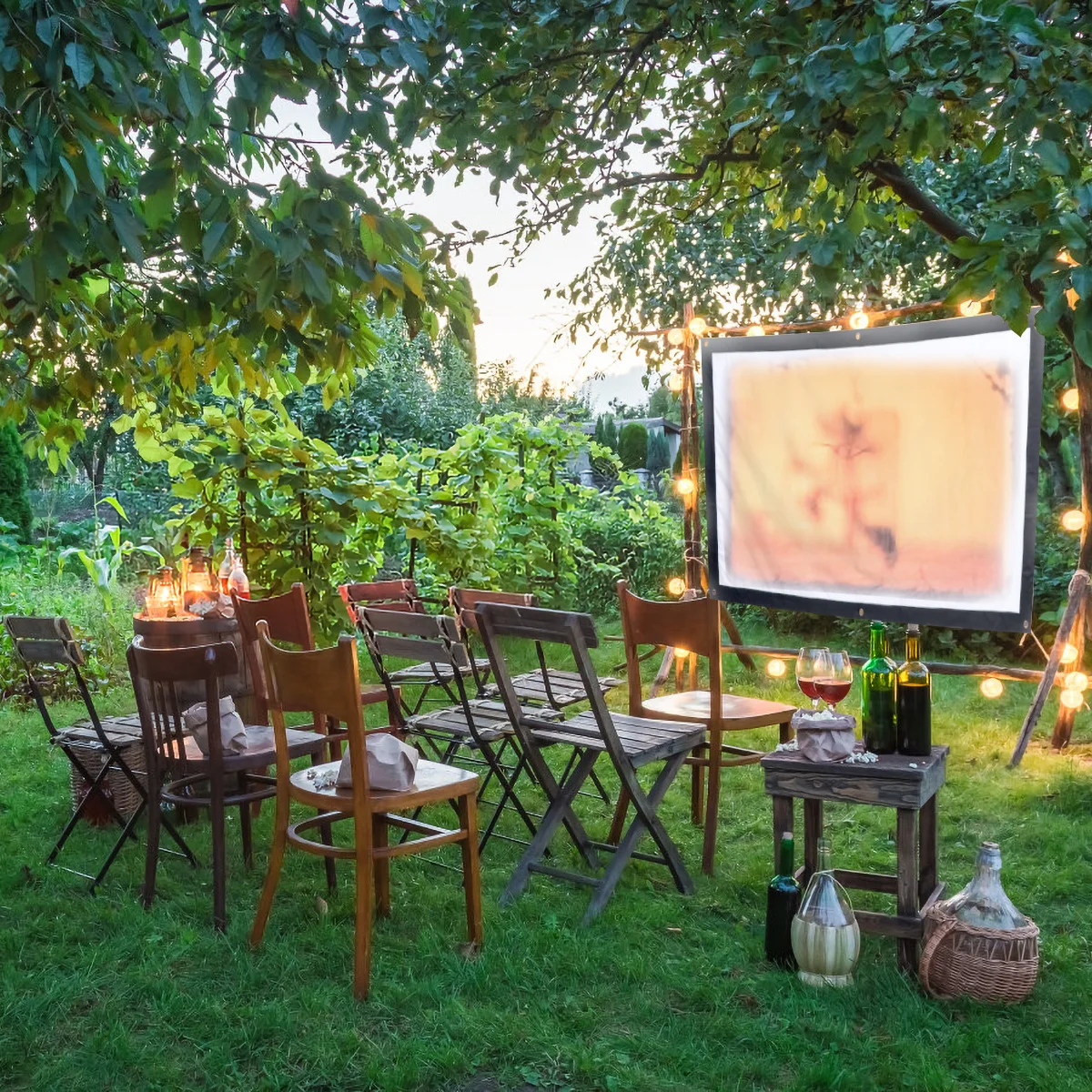 

1pc Portable Projection Screen 60 Inch 4:3 Foldable Projector Screen 124X94cm HD Soft Curtain for Home Entertainment