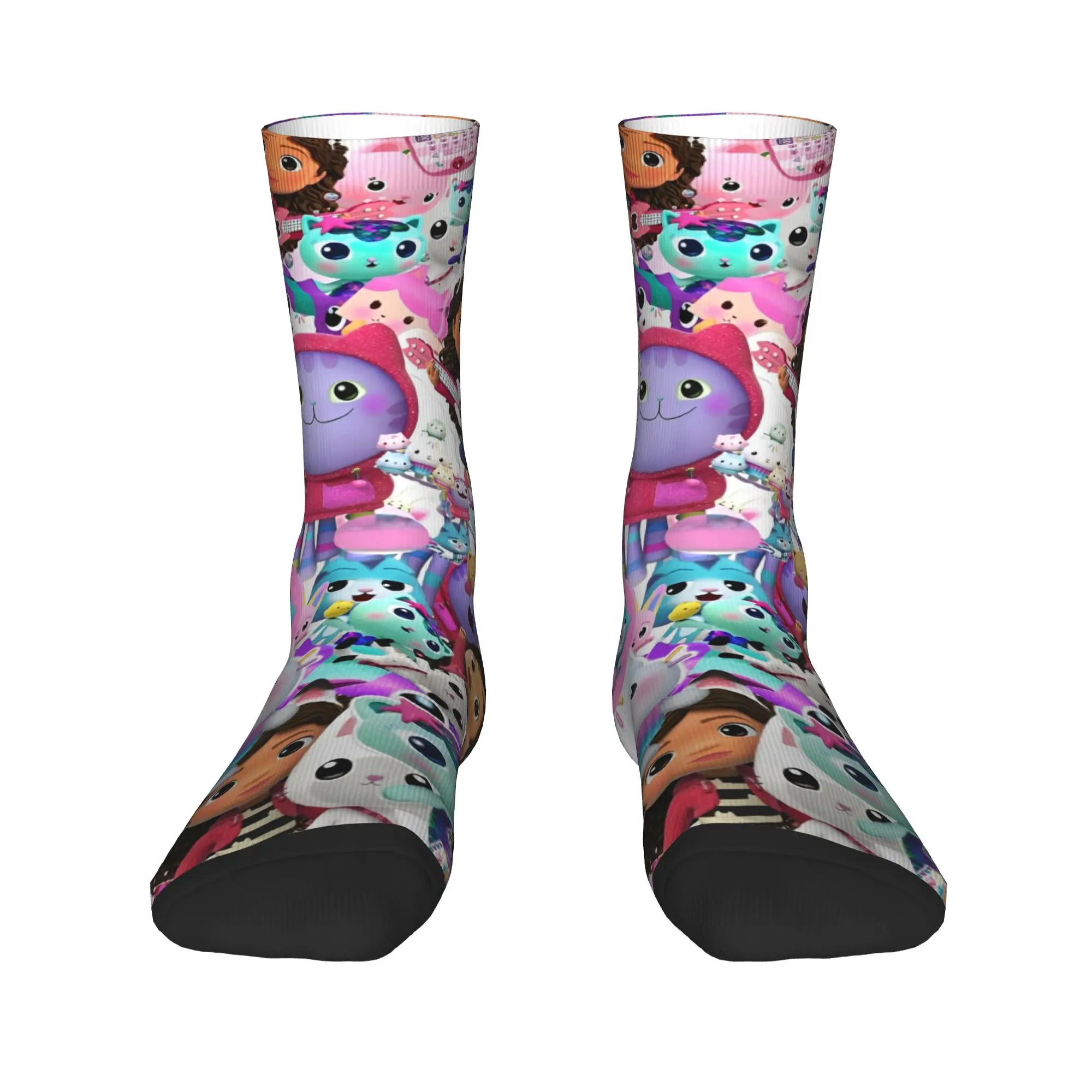 Zabawne skarpetki unisex na jesień i zimę z motywem kreskówkowym Gabby's Dollhouse, oddychające skarpetki piłkarskie.