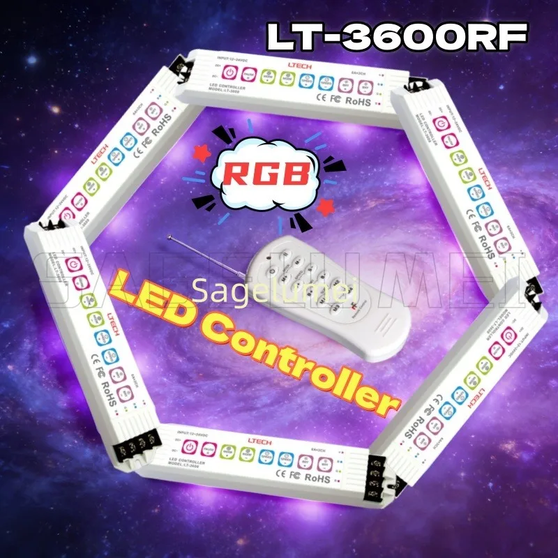 LT-3600RF 2.4G Wireless RF Input 18A 6A/CH 3Channel Dim RGB Controller 8 buttons 32 modes LTECH Multi functional LED Controller