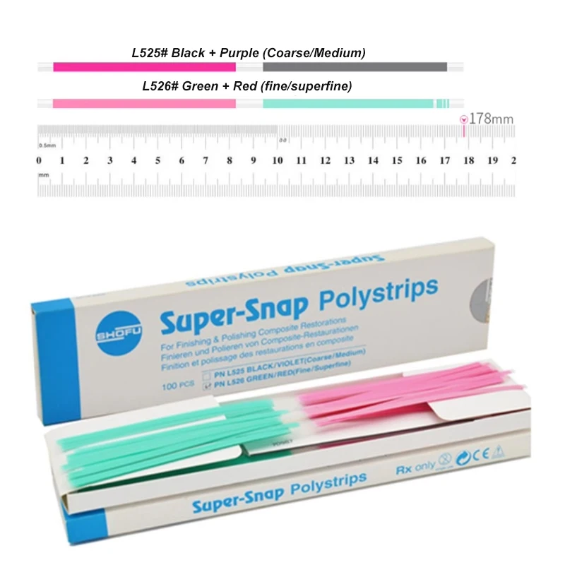 

100Pcs/Box SHOFU Super-Snap Ploystrips Dental Rainbow Polishing Strips Interdental Sanding Grinding Teeth Whitening Dental Lab